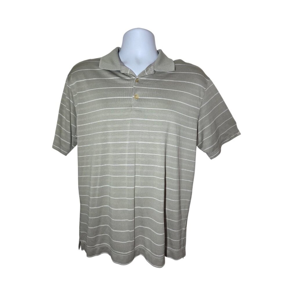 Nike Golf Dri-Fit Gray & White Striped SS Polo Top Men's M